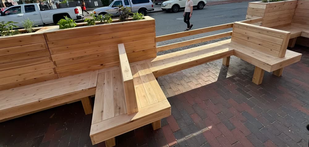 Cedar bench and planter